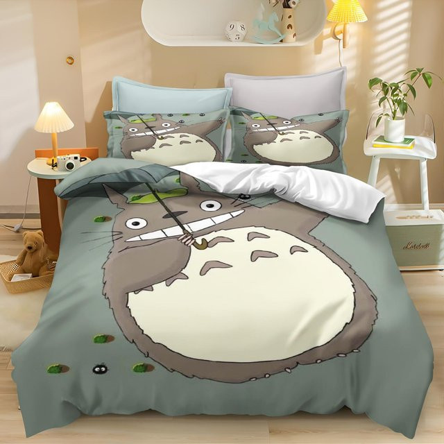 Lodestar Anime Bettwäscheset mit T-Totoro Motiv in Grau, bestehend aus Bettbezug und Kissenbezug, Breite: 203 cm, Tiefe: 228 cm - Bild 1