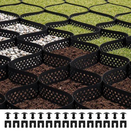VEVOR Gravel Grid Bodenstabilisator für Kies und Rasen, Permeable Geo Grids zur Stabilisierung von Einfahrten, Garten und Gehwegen, B/T: 760 x 290 cm, Tiefe: 7,6 cm - Bild 1