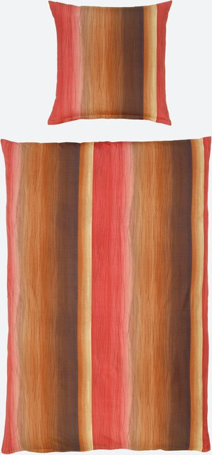 Bettwäsche Janine mit Reißverschluss aus 100% Baumwolle, Farbe Rot, B/H: 135 x 200 cm - Bild 1