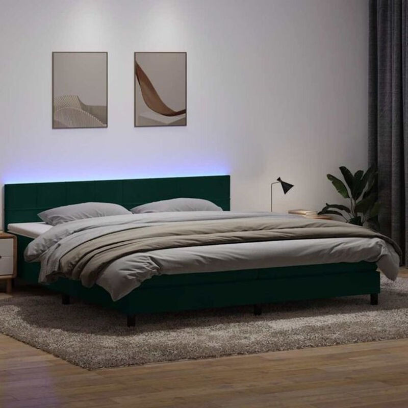 vidaxl Boxspringbett mit Matratze in Dunkelgrün aus Samt, B/T/H: 180 x 220 x 78 cm - Bild 1
