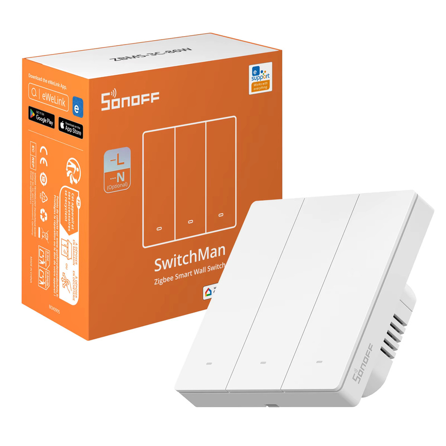 SONOFF ZBM5 Zigbee Smart Wandschalter Typ 80/86 in Weiß ohne Neutralleiter mit Relaismodus für Home Assistant - Bild 1