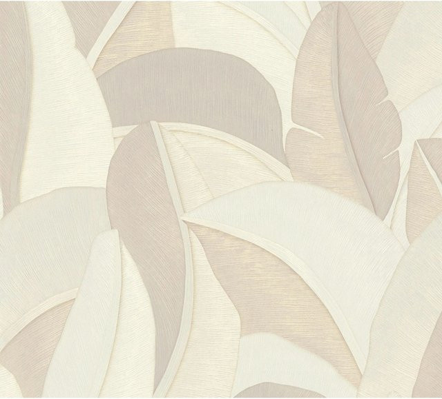 A.S. Création Vliestapete Palmenblätter mit 3D-Effekt in Creme-Weiß und Beige, Breite: 0,53 m, Länge: 10,05 m - Bild 1