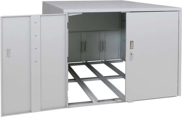 PROREGAL 3er-Fahrradgarage abschließbare Fahrradbox aus verzinktem Stahl in Hellgrau, H x B x T: 208 x 148 x 124 cm - Bild 1