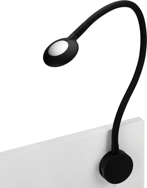 JUNKER Lighting LUCE LED Bettleuchte Schwarz mit flexiblem Leuchtenarm, Touchsensor und 2x USB Anschlüssen, dimmbar - Bild 1