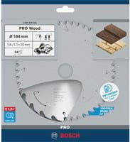 Bosch Carbide Tipped Kreissägeblatt für Holz mit 24 Zähnen, Durchmesser: 184 mm - Bild 1