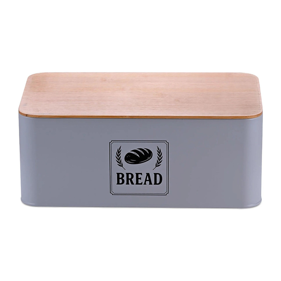 Relaxdays Brotkasten aus Eisen in Grau mit Bambusdeckel, B/T/H: 33 x 13,5 x 19 cm - Bild 2