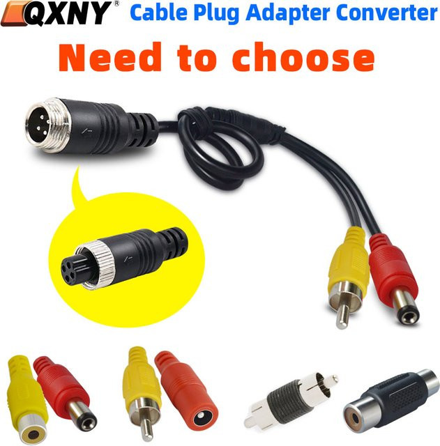 4Pin Luftfahrt Stecker und Buchse Adapter Konverter mit RCA AV und DC Anschluss für Auto Rückfahrkamera und Monitor - Bild 1