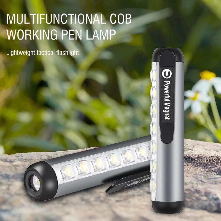BORUiT Mini-LED-Taschenlampe mit Typ-C-Ladefunktion, ultrahelle wasserdichte Arbeitsleuchte mit Clip und Magnet für Camping und Outdoor - Bild 2