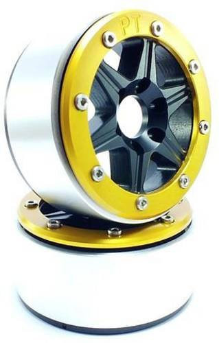 Metsafil Sixstar Crawler Felgen 1:10 aus Aluminium Schwarz/Gold 1 Paar - Bild 1