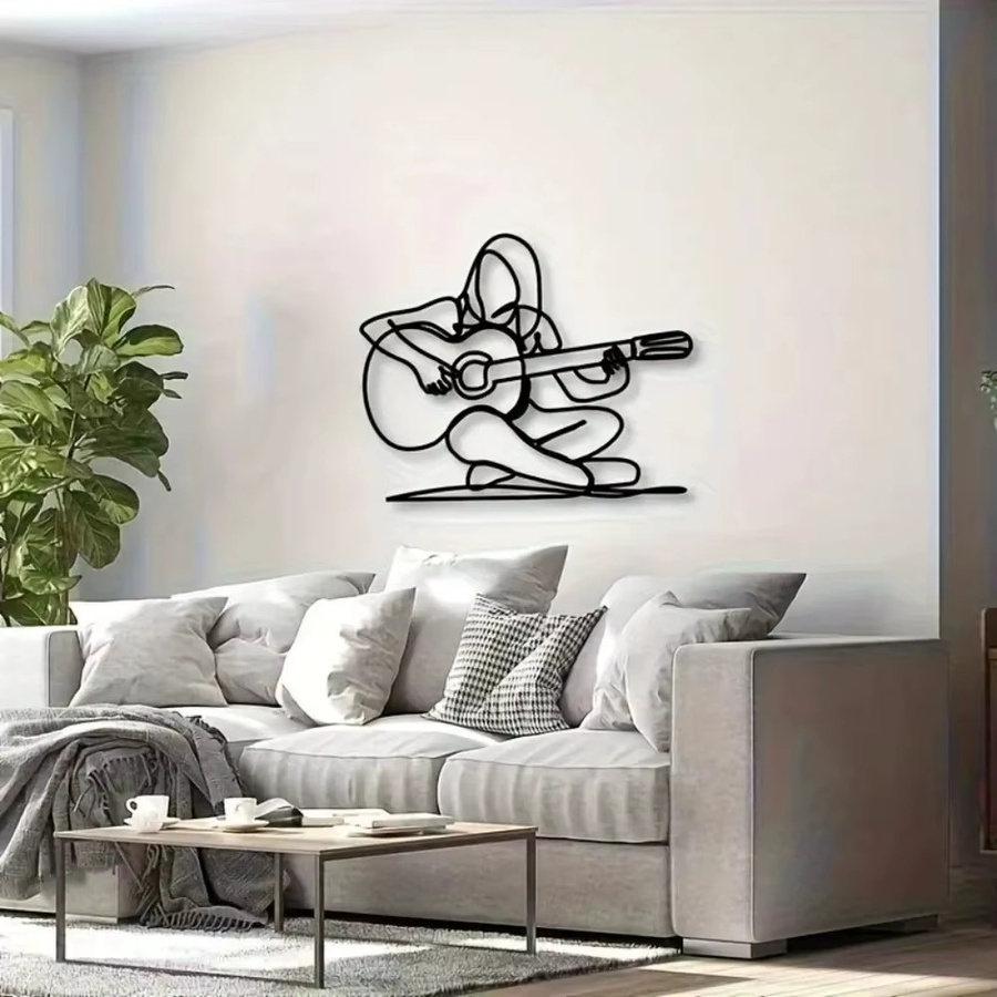 CIFBUY Wandkunst Gitarrenspieler aus schwarzem Eisen als Wandmontage für Musikliebhaber - Bild 2