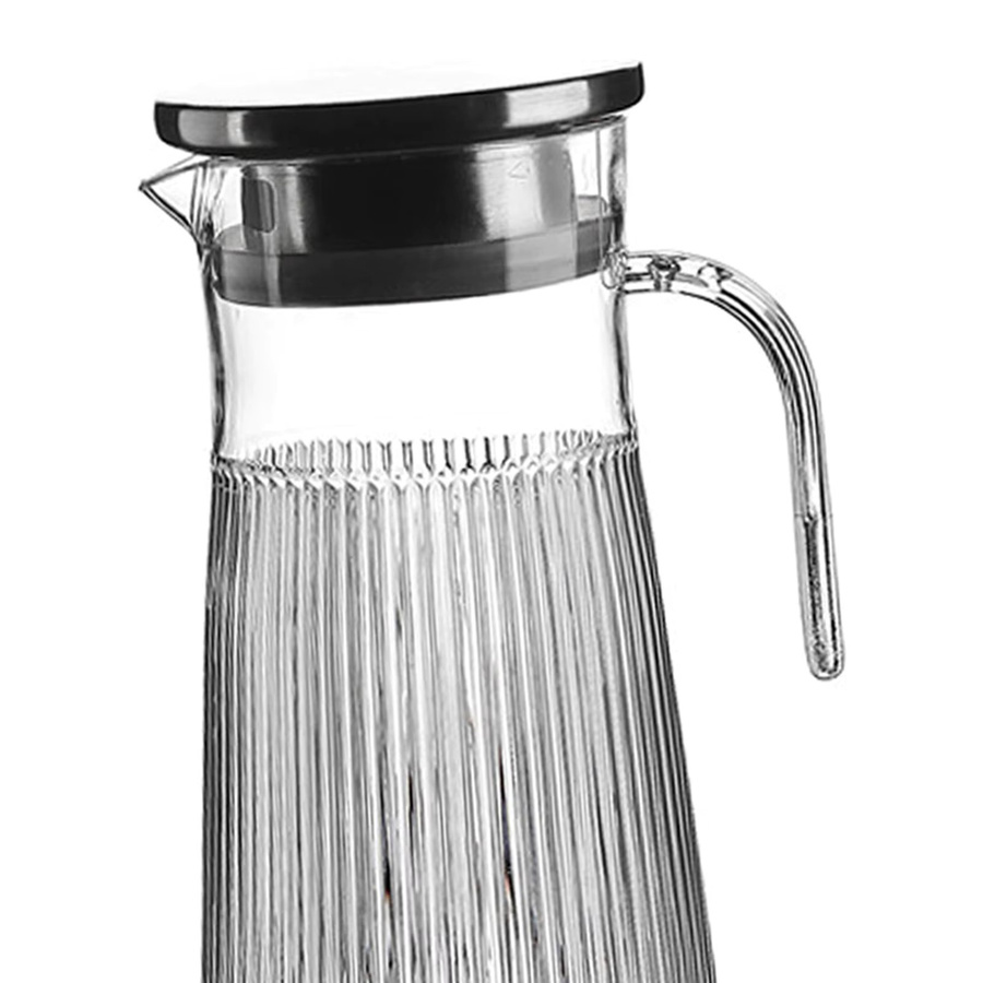 Kesoto Getränkekrug mit Deckel, gestreifte Karaffe aus Glas für Eistee und Wasser, transparent - Bild 2
