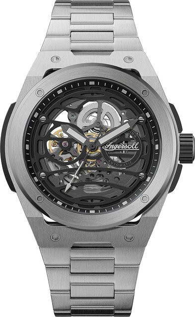 Ingersoll Herrenuhr Springfield, Automatik, Edelstahl, 47 mm, Schwarz - Bild 1