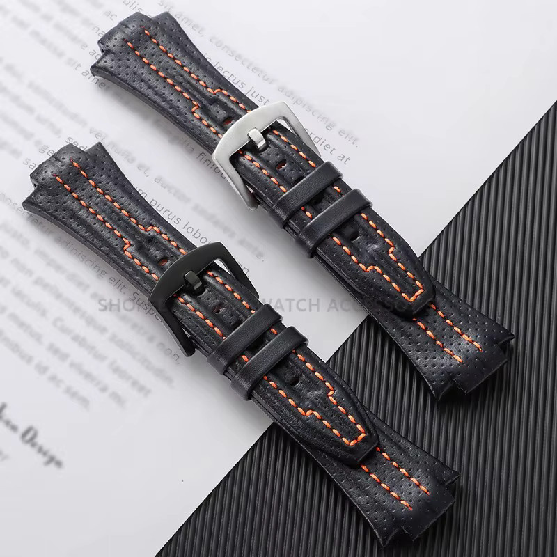 Uhrenarmband Leder, Schwarz, 15 x 27 mm, Metallschnalle - Bild 4