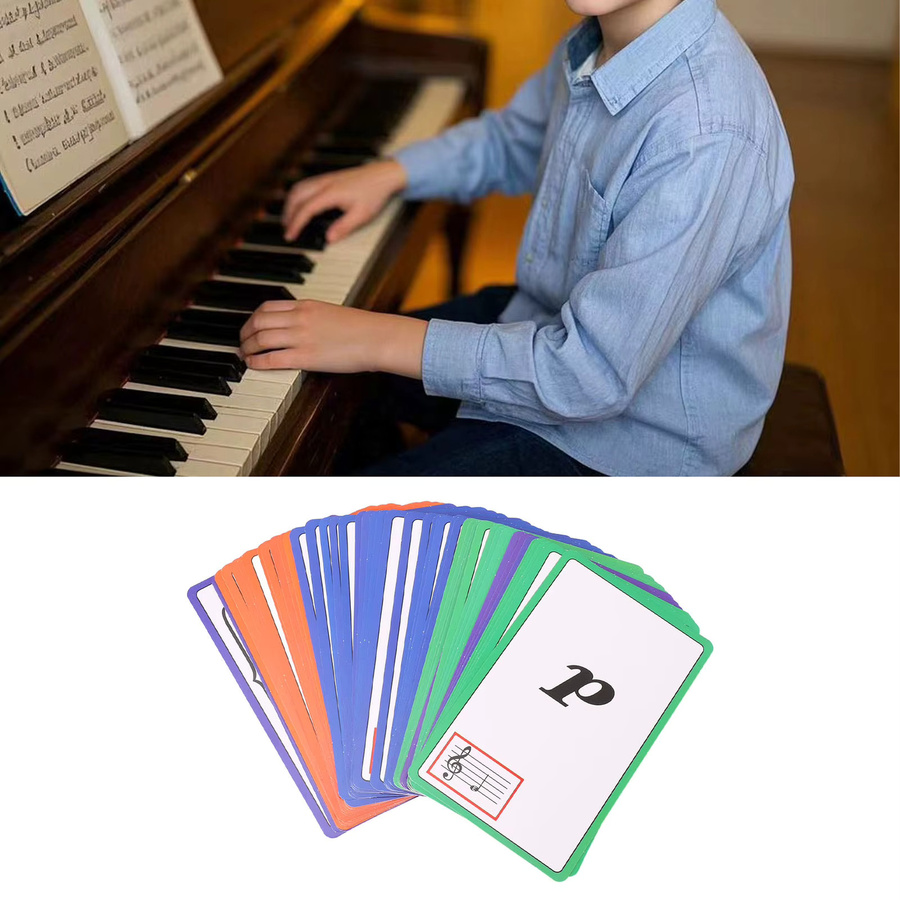 Farbcodierte Musik-Flash-Karten aus Papier, doppelseitige Lernkarten für Klaviernoten in Mehrfarbig - Bild 3