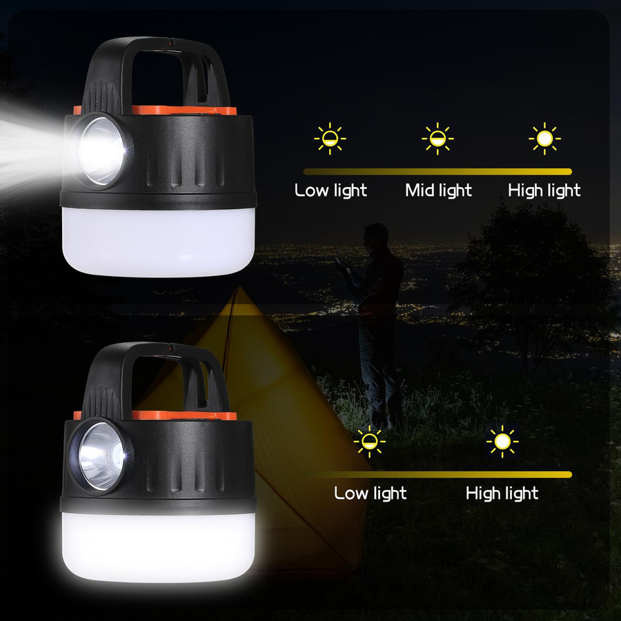TOMTOP JMS Solar-LED-Campinglaterne als wiederaufladbare Zeltleuchte und Hängelampe in Schwarz - Bild 5