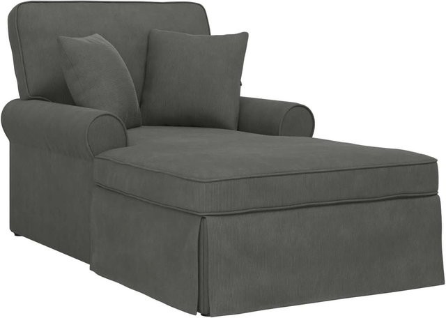 vidaXL Chaise Lounge mit Rock, 3-teiliges L-Shape Sofa in Dunkelgrau aus Cordstoff mit Kissen und abnehmbaren Bezügen - Bild 1