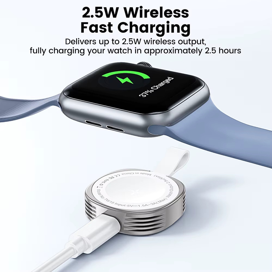 Toocki Magnetisches kabelloses Ladegerät für Apple Watch 10 9 8 7 6 SE und Ultra mit USB-C und Lightning Anschluss in Weiß oder Silber - Bild 2