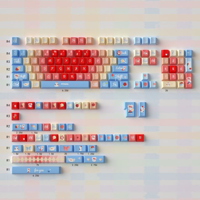 Venit Keys Rose Tastenkappen Set mit Kirschprofil aus PBT für mechanische MX-Tastaturen, Mehrfarbig - Bild 1
