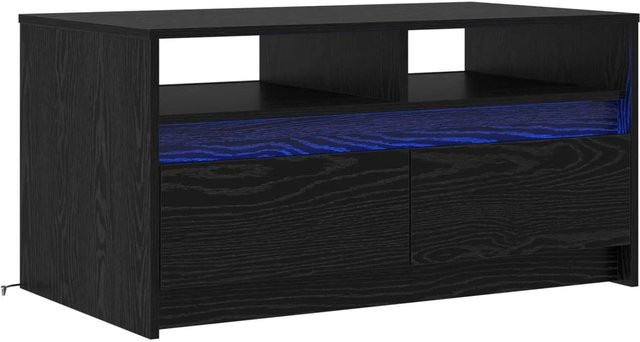 vidaXL Couchtisch in Schwarz und Eichen-Optik, moderner Couchtisch aus Holzwerkstoff, B/T/H: 90 x 50 x 45 cm - Bild 1