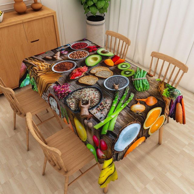 Dekorative Tischdecke mit Obst und Gemüse Muster von JMG Household Supplies, wasserabweisend, Mehrfarbig, B: 152 cm, T: 214 cm - Bild 1