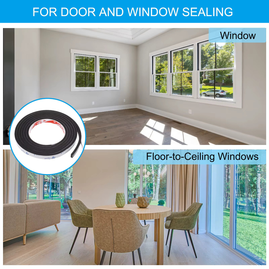 Uxcell Dichtungs-Schaumstoffband Set in Weiß für Fenster- und Türisolierung, 2 Stück, Dicke: 1 mm, 5 mm, 8 mm oder 10 mm, Länge: 2 m oder 5 m - Bild 2