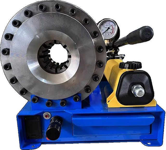 Prensa Mangueras Hydraulikschlauch Crimper Crimpschlauch Maschine und Rohrpresswerkzeug in Gelb und Blau - Bild 1