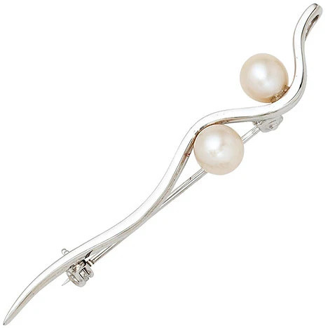 Colfem Brosche Anhänger 925 Sterling Silber, Süßwasser Perlen, Unisex - Bild 1
