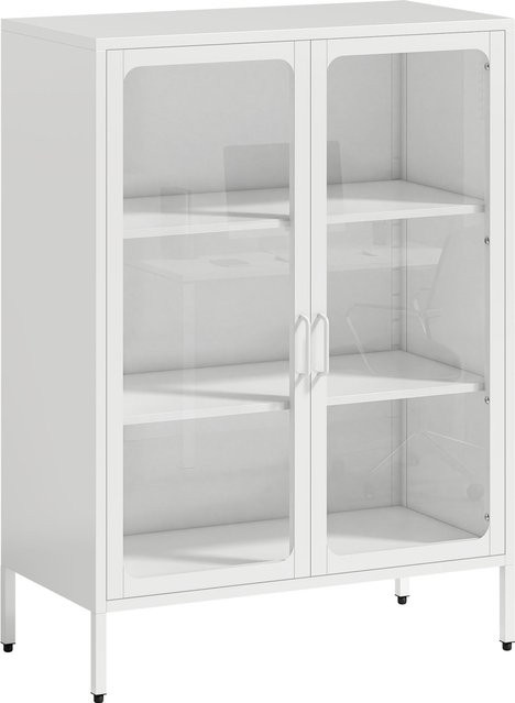 HOMCOM Aktenschrank aus Stahl in Weiß mit 2 Glastüren und verstellbaren Einlegeböden, B/T/H: 80 x 40 x 110 cm - Bild 1