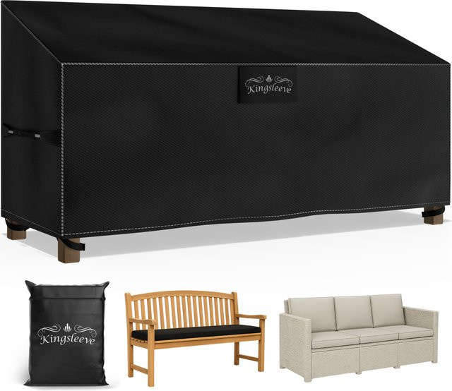 KINGSLEEVE Abdeckplane für Gartenbank in Anthrazit aus Polyester, B/T/H: 163 x 66 x 63/89 cm - Bild 1