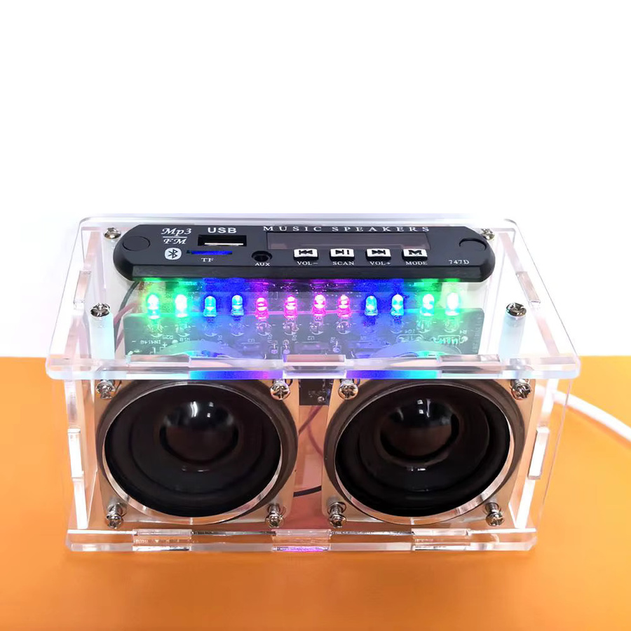 UICPAL DIY-Elektronik-Kit Bluetooth-Lautsprecher mit FM-Radio und TF- sowie U-Disk-Unterstützung in Transparent - Bild 3