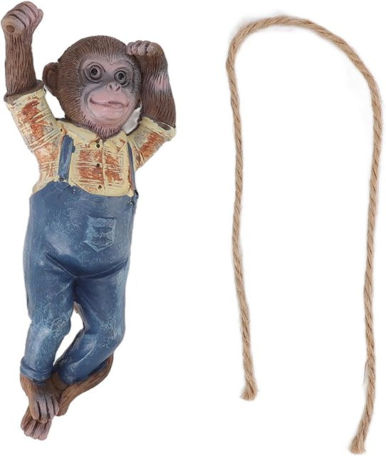 Niedrige Affenstatuen von TOMTOP JMS als hängendes Gartenornament aus Harz in Grau für Außenbereiche und Rasen - Bild 1