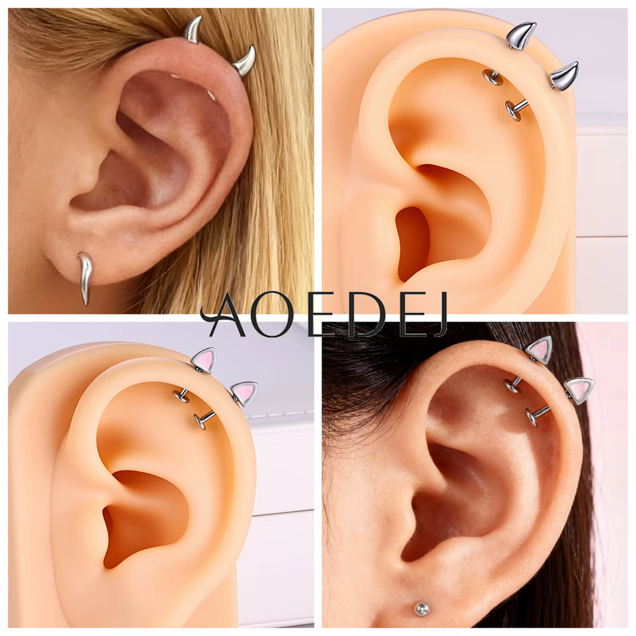 AOEDEJ Ohrstecker Edelstahl, Rosa, Damen - Bild 2