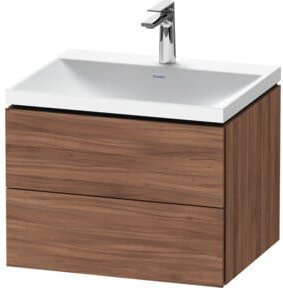 Duravit L-Cube Möbel-Set in Nussbaum Natur mit 2 Schubladen, Wandhängend, B: 60 cm, T: 48 cm, H: 48 cm - Bild 1