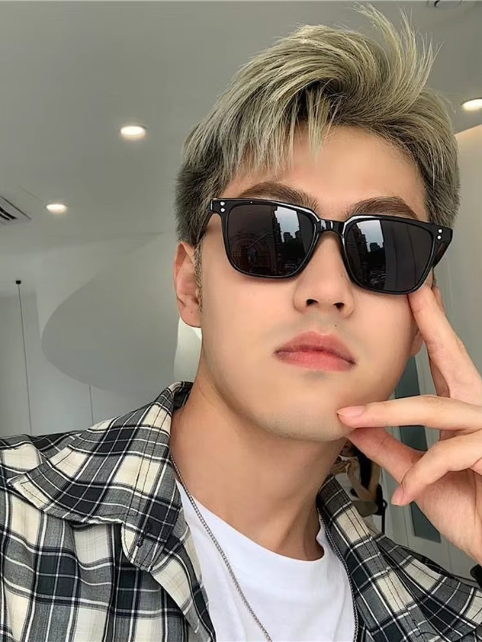 Samjune Sonnenbrille, Quadratisch, Vollrand, Kunststoff, Schwarz, Herren - Bild 5