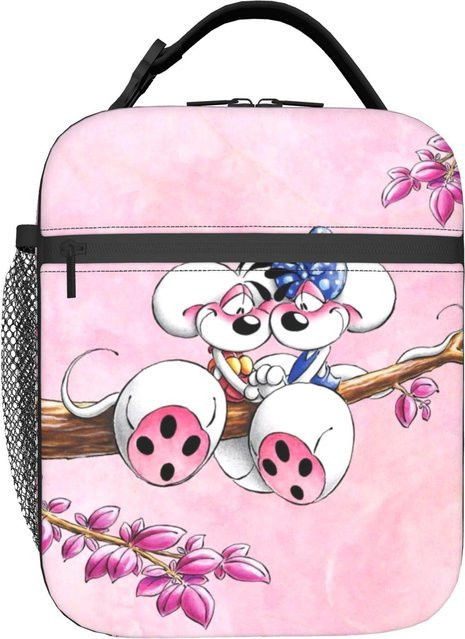 Diddl Maus Merchandise Isolierte Lunchtasche VerveVault Thermische Kühltasche für die Schule, Weiß/Rosa, ausgestattet mit auslaufsicherem Stoff - Bild 1