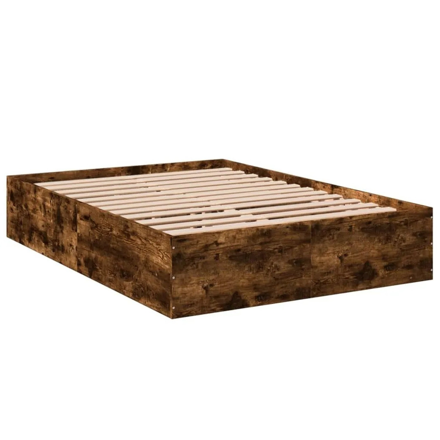 vidaXL Bettgestell aus Holzwerkstoff in Räuchereiche, Farbe Braun, B/T/H: 120 x 200 x 35 cm - Bild 2