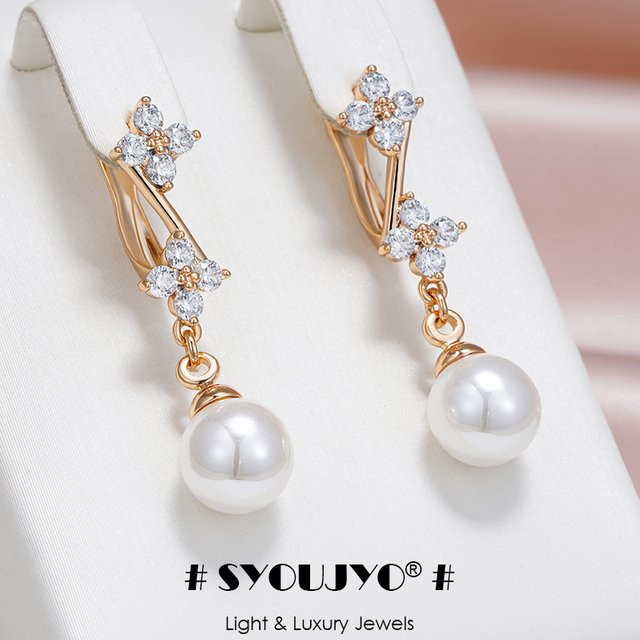 SYOUJYO Ohrringe, 585 Roségold, Zirkonia, Perle, Damen - Bild 1
