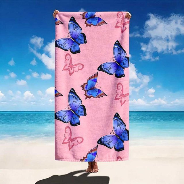 Schnelltrocknendes Strandtuch mit Schmetterlingsdruck von JMG Household Supplies in Pink, B/H: 70 x 140 cm - Bild 1