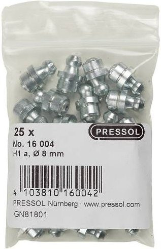 Pressol Kegelschmiernippel H1 A-gerade in Silber, Durchmesser: 8 mm, 25 Stück - Bild 1