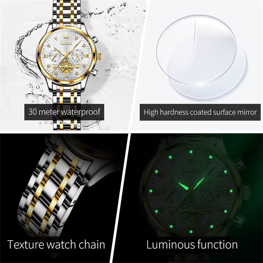 OLEVS Armbanduhr Chronograph, Edelstahl, Unisex - Bild 4