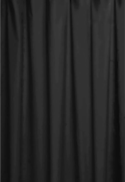 Euroshowers Duschvorhang aus Polyester in Schwarz mit 12 Ringen und Metallösen, wasserabweisend und antibakteriell, B: 180 cm, H: 200 cm - Bild 1