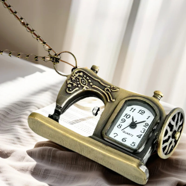 wecin Halskette mit Taschenuhr-Anhänger, Quarz, Bronze, Messing, Damen - Bild 1