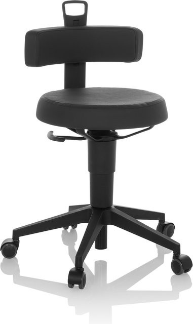 hjh OFFICE Drehhocker TOP WORK FLEX in Schwarz aus Kunstleder ohne Armlehnen - Bild 1