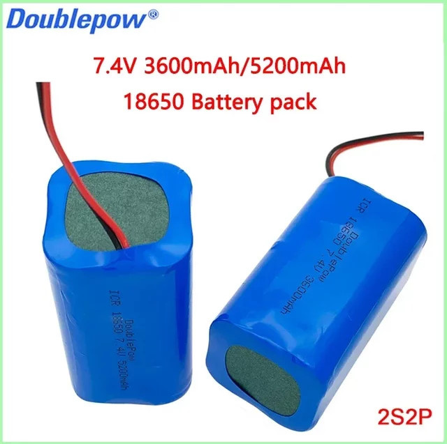 7,4 V 18650 2S2P Akku-Set mit Schutzplatine für Bluetooth-Lautsprecher, Solarlicht und Monitor, 3600 mAh bis 5200 mAh, Farbe: Blau - Bild 1