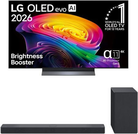 LG OLED evo AI TV OLED48C68LA 121 cm (48") 4K Ultra HD Smart-TV mit Soundbar und Subwoofer, Schwarz - Bild 1