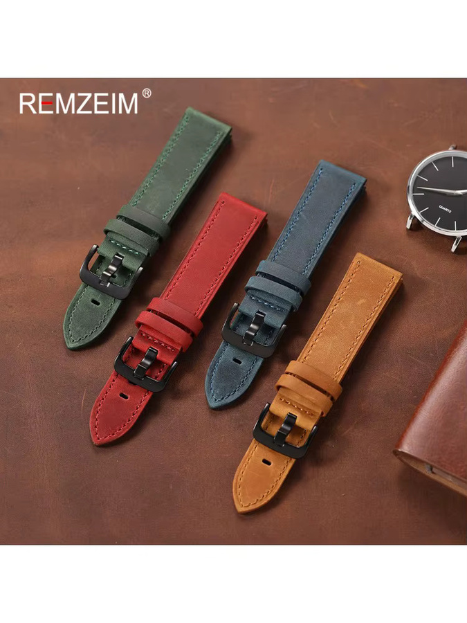 REMZEIM Uhrenarmband Crazy-Horse-Leder, Herren, Mattierte Textur - Bild 2