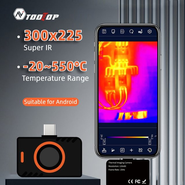 TOOLTOP T5 Smartphone-Wärmebildkamera für Android, Schwarz, IR-Sensor für Foto- und Videoaufnahme im Automotive-Bereich - Bild 1