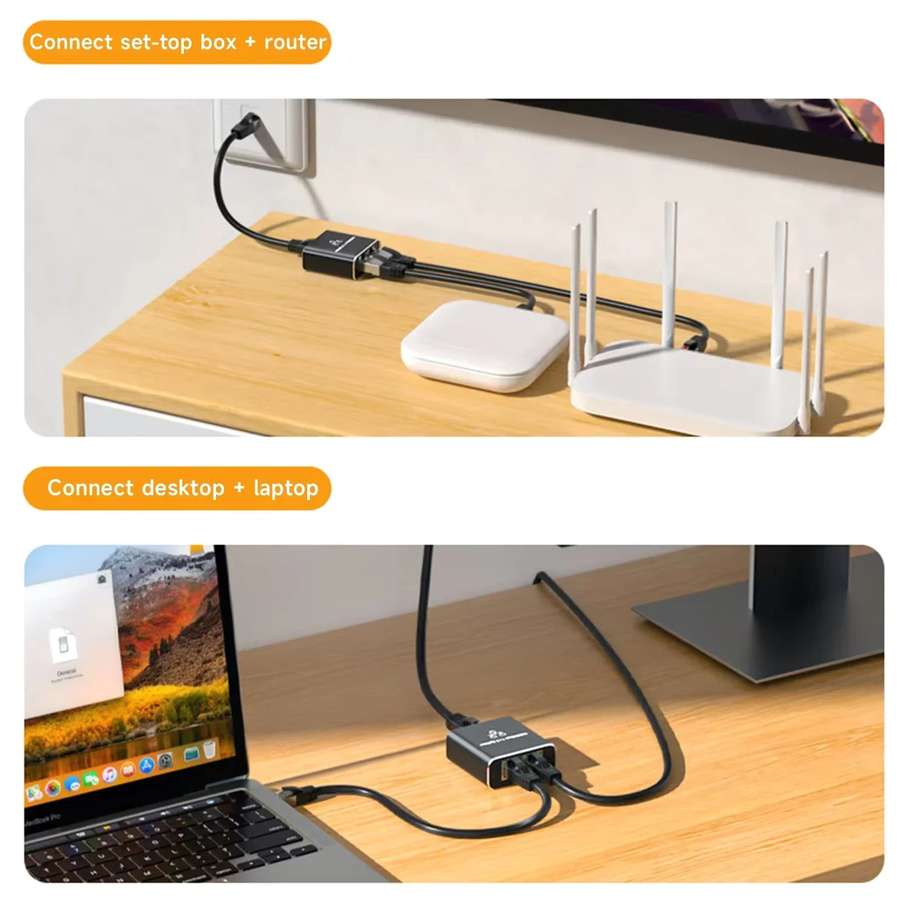 FEIWIMI Gigabit Ethernet Switch RJ45 LAN Splitter Adapter 1000Mbps Netzwerk Verlängerung Schwarz - Bild 5