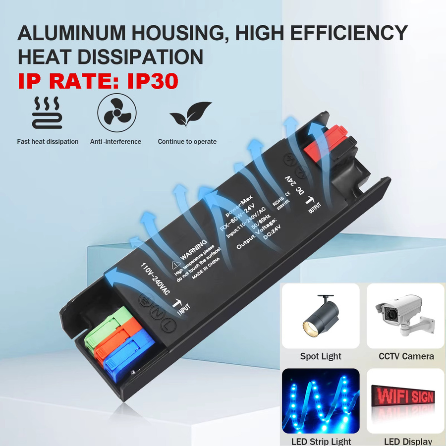 Ultradünner LED-Treiber Netzteiladapter AC 110V 220V zu DC 12V 24V in Schwarz - Bild 4