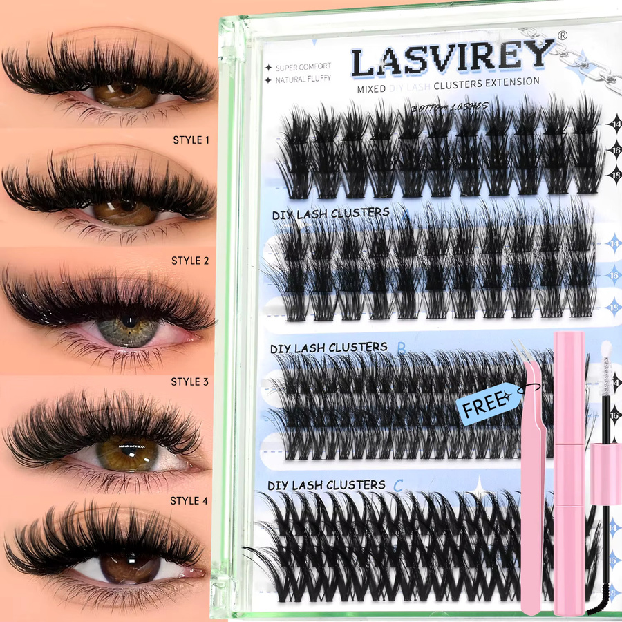 Lasvirey Cluster-Wimpern-Set, Black, Unisex - Bild 2